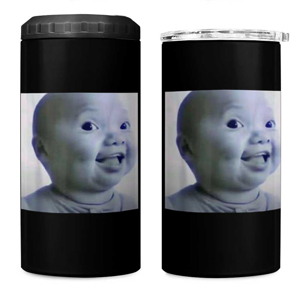 Funny Tuff Baby Side Eye Meme 4 in 1 Can Cooler Tumbler Viral AI Niche Baby Face Reaction - Wonder Print Shop