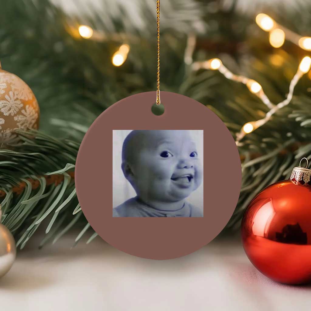Funny Tuff Baby Side Eye Meme Ceramic Ornament Viral AI Niche Baby Face Reaction - Wonder Print Shop