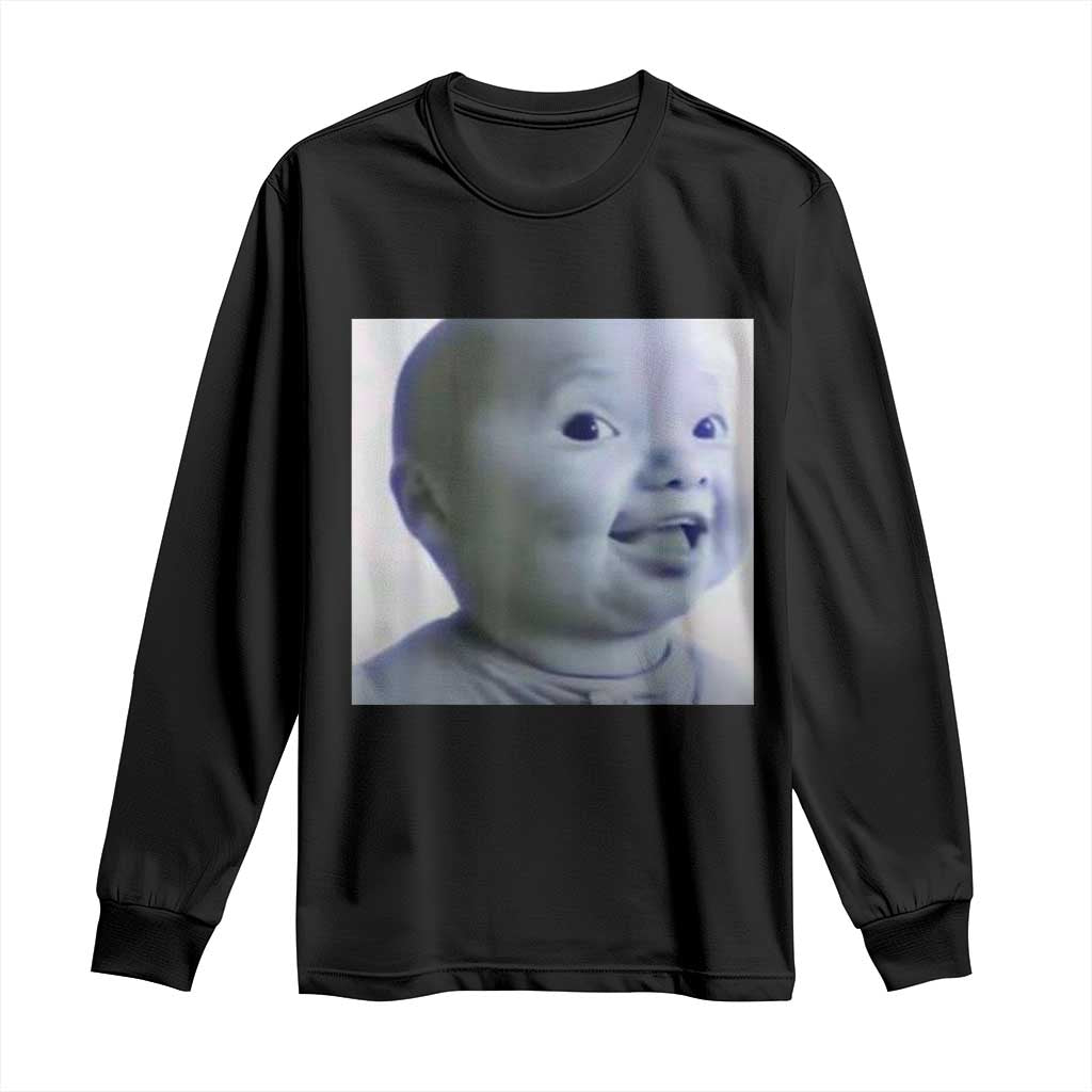 Funny Tuff Baby Side Eye Meme Long Sleeve Shirt Viral AI Niche Baby Face Reaction - Wonder Print Shop