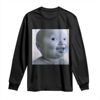 Funny Tuff Baby Side Eye Meme Long Sleeve Shirt Viral AI Niche Baby Face Reaction - Wonder Print Shop