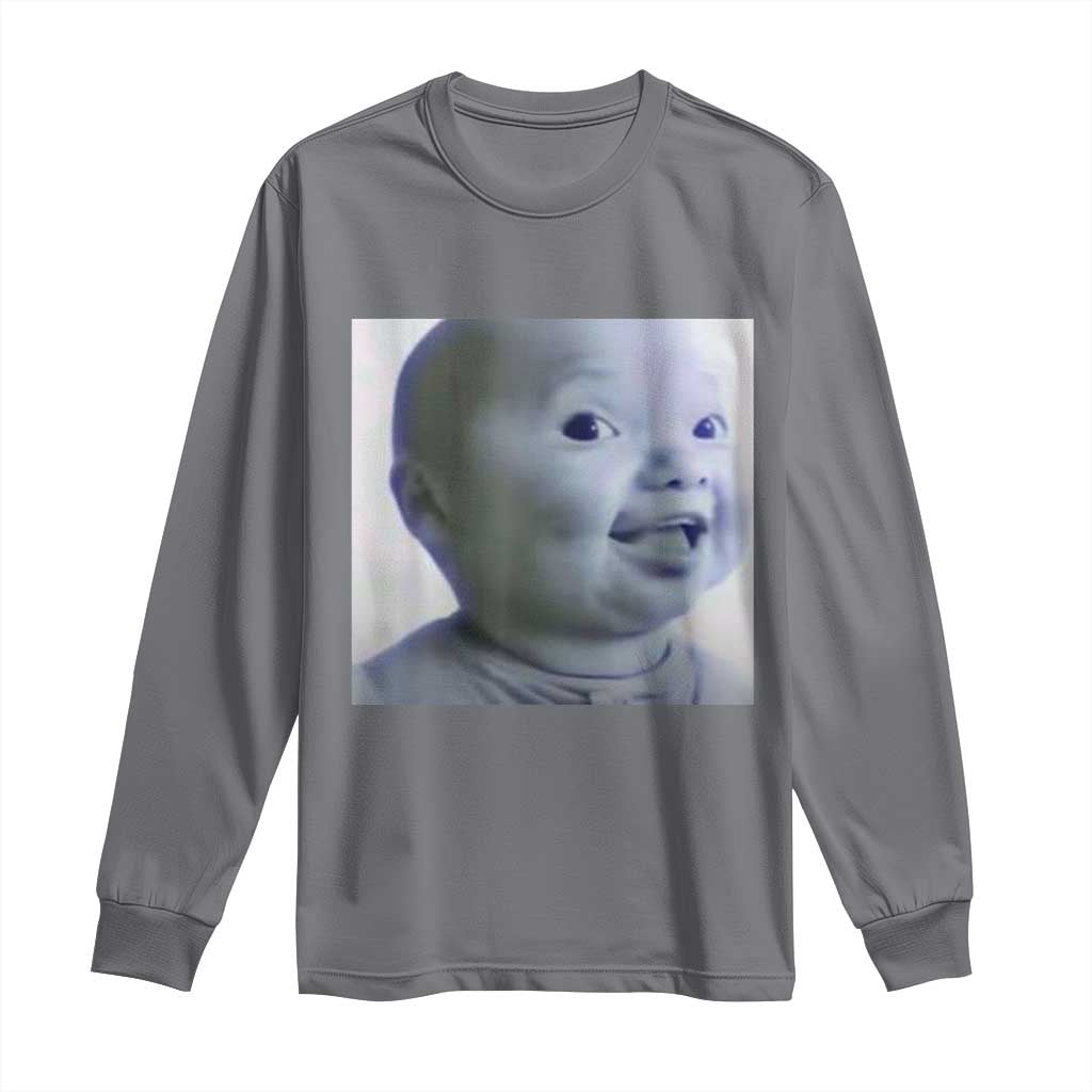 Funny Tuff Baby Side Eye Meme Long Sleeve Shirt Viral AI Niche Baby Face Reaction - Wonder Print Shop