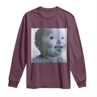 Funny Tuff Baby Side Eye Meme Long Sleeve Shirt Viral AI Niche Baby Face Reaction - Wonder Print Shop