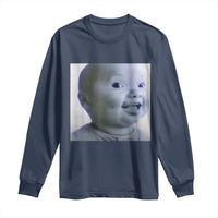Funny Tuff Baby Side Eye Meme Long Sleeve Shirt Viral AI Niche Baby Face Reaction - Wonder Print Shop