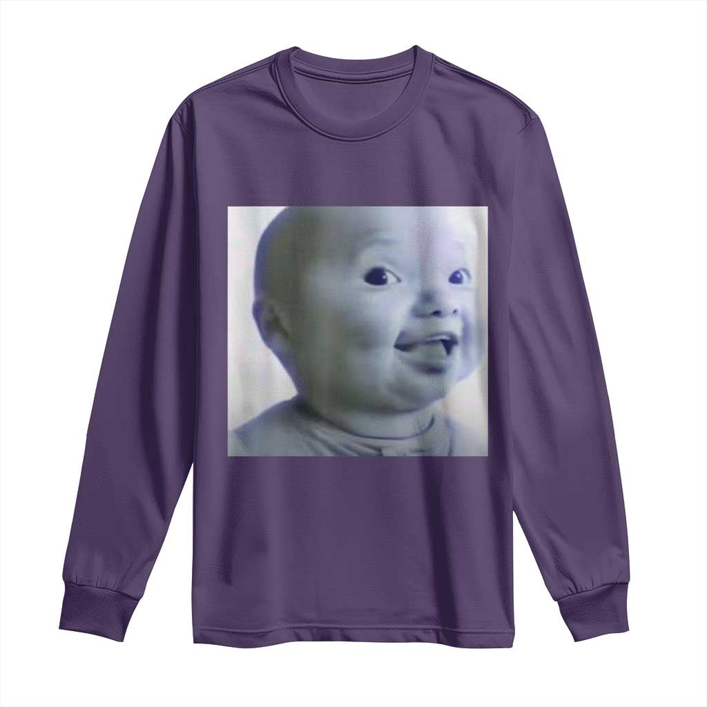 Funny Tuff Baby Side Eye Meme Long Sleeve Shirt Viral AI Niche Baby Face Reaction - Wonder Print Shop