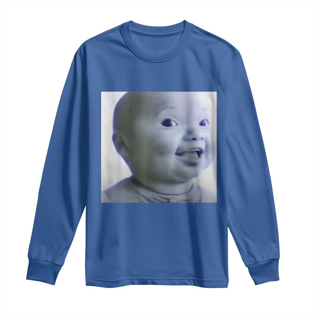 Funny Tuff Baby Side Eye Meme Long Sleeve Shirt Viral AI Niche Baby Face Reaction - Wonder Print Shop