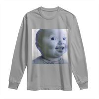 Funny Tuff Baby Side Eye Meme Long Sleeve Shirt Viral AI Niche Baby Face Reaction - Wonder Print Shop