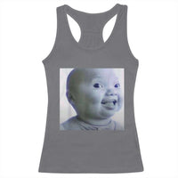 Funny Tuff Baby Side Eye Meme Racerback Tank Top Viral AI Niche Baby Face Reaction - Wonder Print Shop