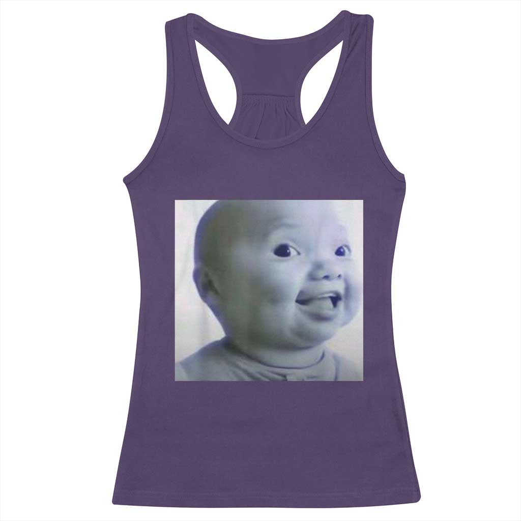 Funny Tuff Baby Side Eye Meme Racerback Tank Top Viral AI Niche Baby Face Reaction - Wonder Print Shop