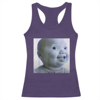 Funny Tuff Baby Side Eye Meme Racerback Tank Top Viral AI Niche Baby Face Reaction - Wonder Print Shop