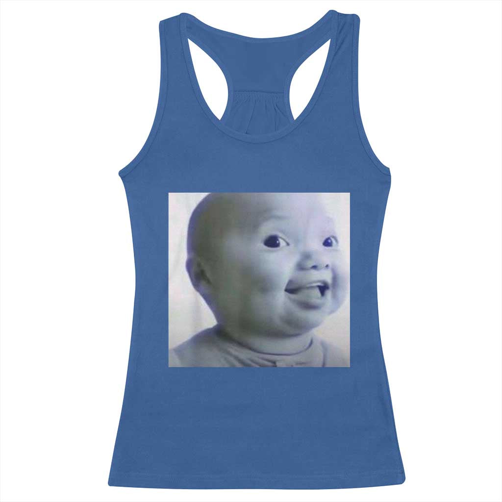 Funny Tuff Baby Side Eye Meme Racerback Tank Top Viral AI Niche Baby Face Reaction - Wonder Print Shop