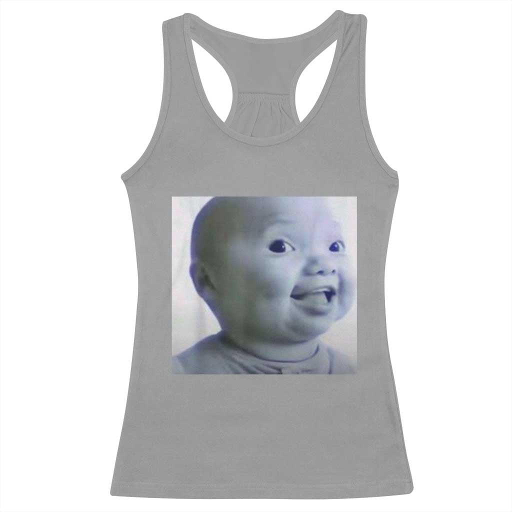 Funny Tuff Baby Side Eye Meme Racerback Tank Top Viral AI Niche Baby Face Reaction - Wonder Print Shop