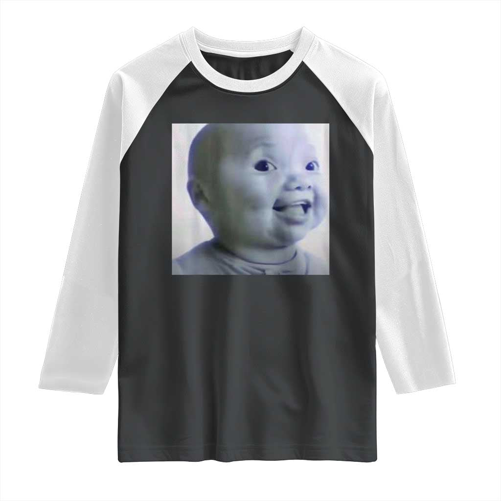 Funny Tuff Baby Side Eye Meme Raglan Shirt Viral AI Niche Baby Face Reaction - Wonder Print Shop