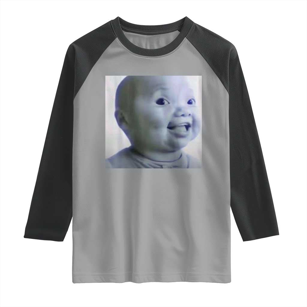 Funny Tuff Baby Side Eye Meme Raglan Shirt Viral AI Niche Baby Face Reaction - Wonder Print Shop