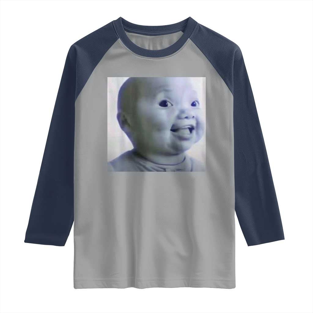 Funny Tuff Baby Side Eye Meme Raglan Shirt Viral AI Niche Baby Face Reaction - Wonder Print Shop