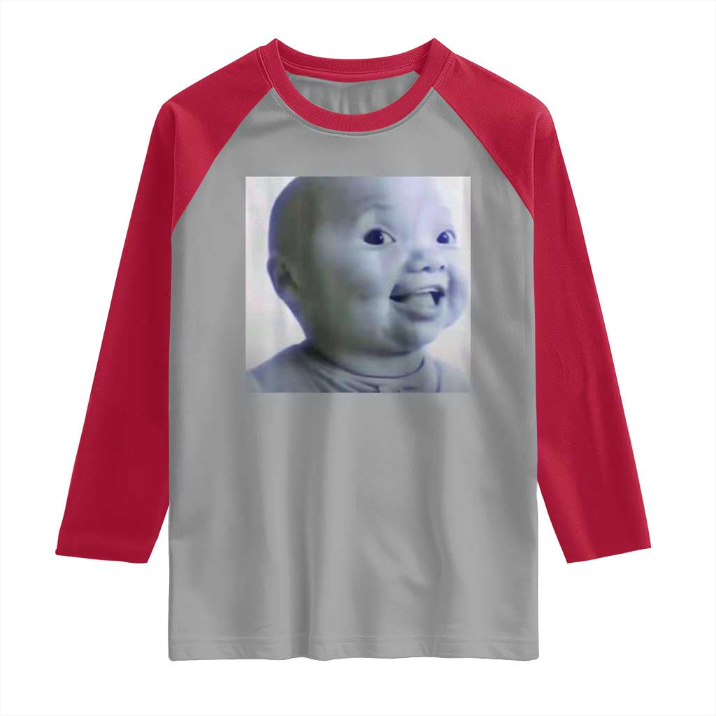 Funny Tuff Baby Side Eye Meme Raglan Shirt Viral AI Niche Baby Face Reaction - Wonder Print Shop