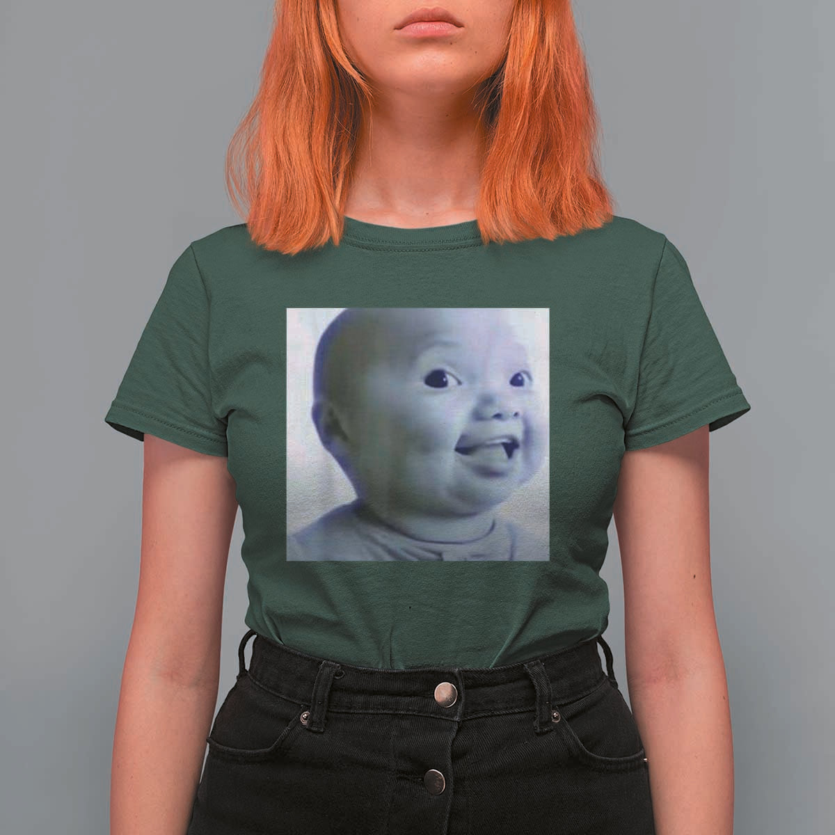 Funny Tuff Baby Side Eye Meme T Shirt For Women Viral AI Niche Baby Face Reaction - Wonder Print Shop