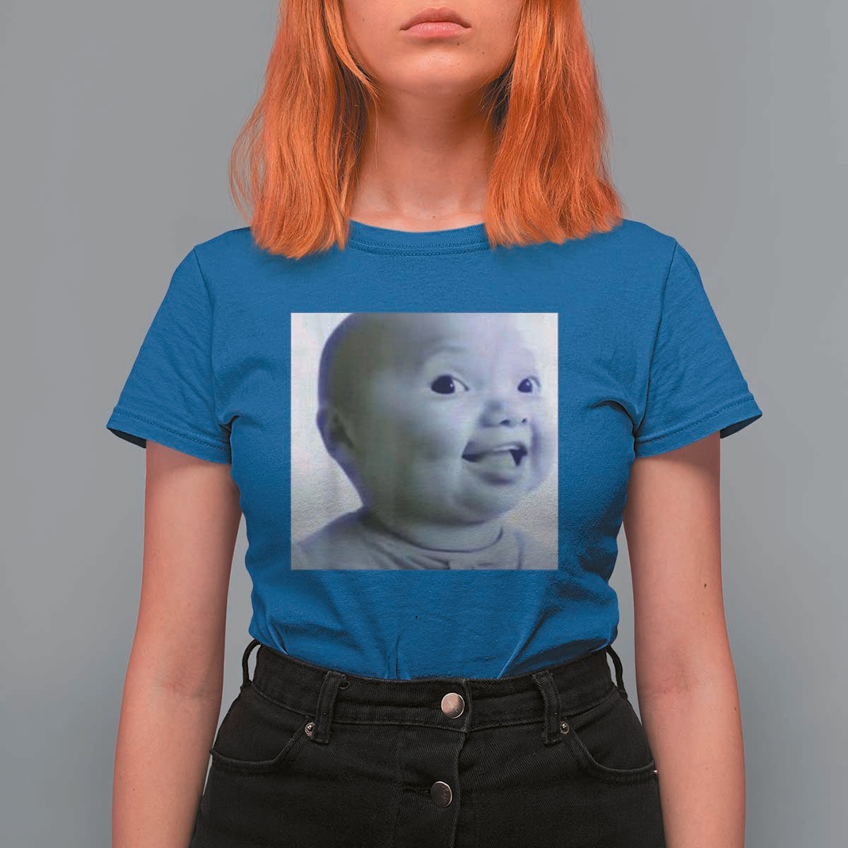 Funny Tuff Baby Side Eye Meme T Shirt For Women Viral AI Niche Baby Face Reaction - Wonder Print Shop