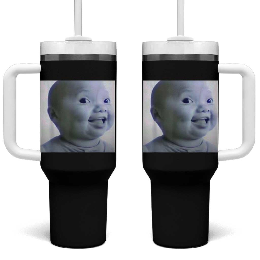 Funny Tuff Baby Side Eye Meme Tumbler With Handle Viral AI Niche Baby Face Reaction - Wonder Print Shop