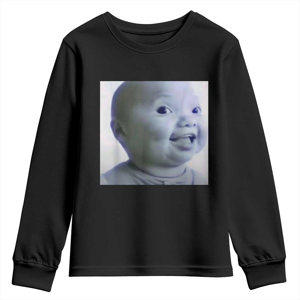 Funny Tuff Baby Side Eye Meme Youth Sweatshirt Viral AI Niche Baby Face Reaction - Wonder Print Shop