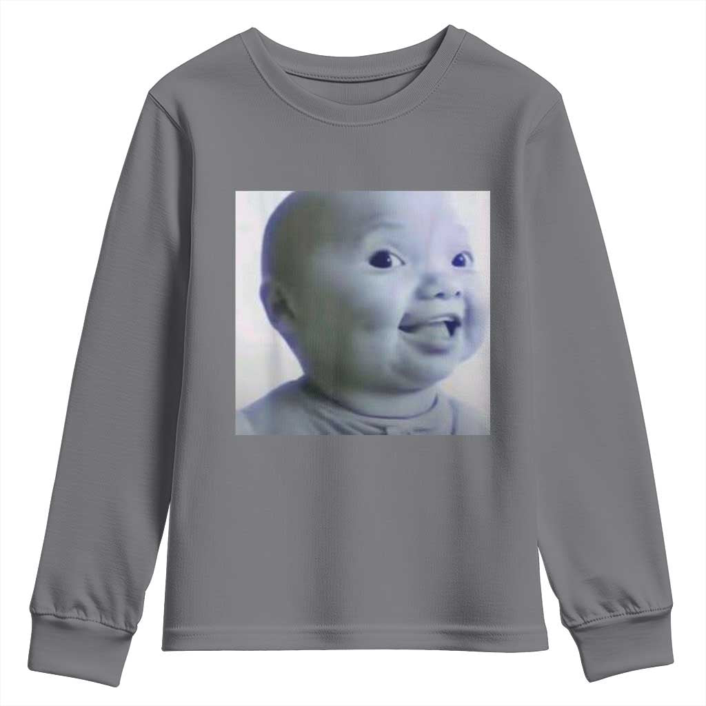 Funny Tuff Baby Side Eye Meme Youth Sweatshirt Viral AI Niche Baby Face Reaction - Wonder Print Shop