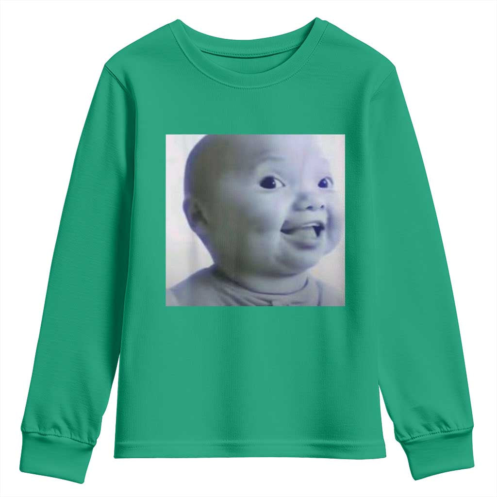 Funny Tuff Baby Side Eye Meme Youth Sweatshirt Viral AI Niche Baby Face Reaction - Wonder Print Shop