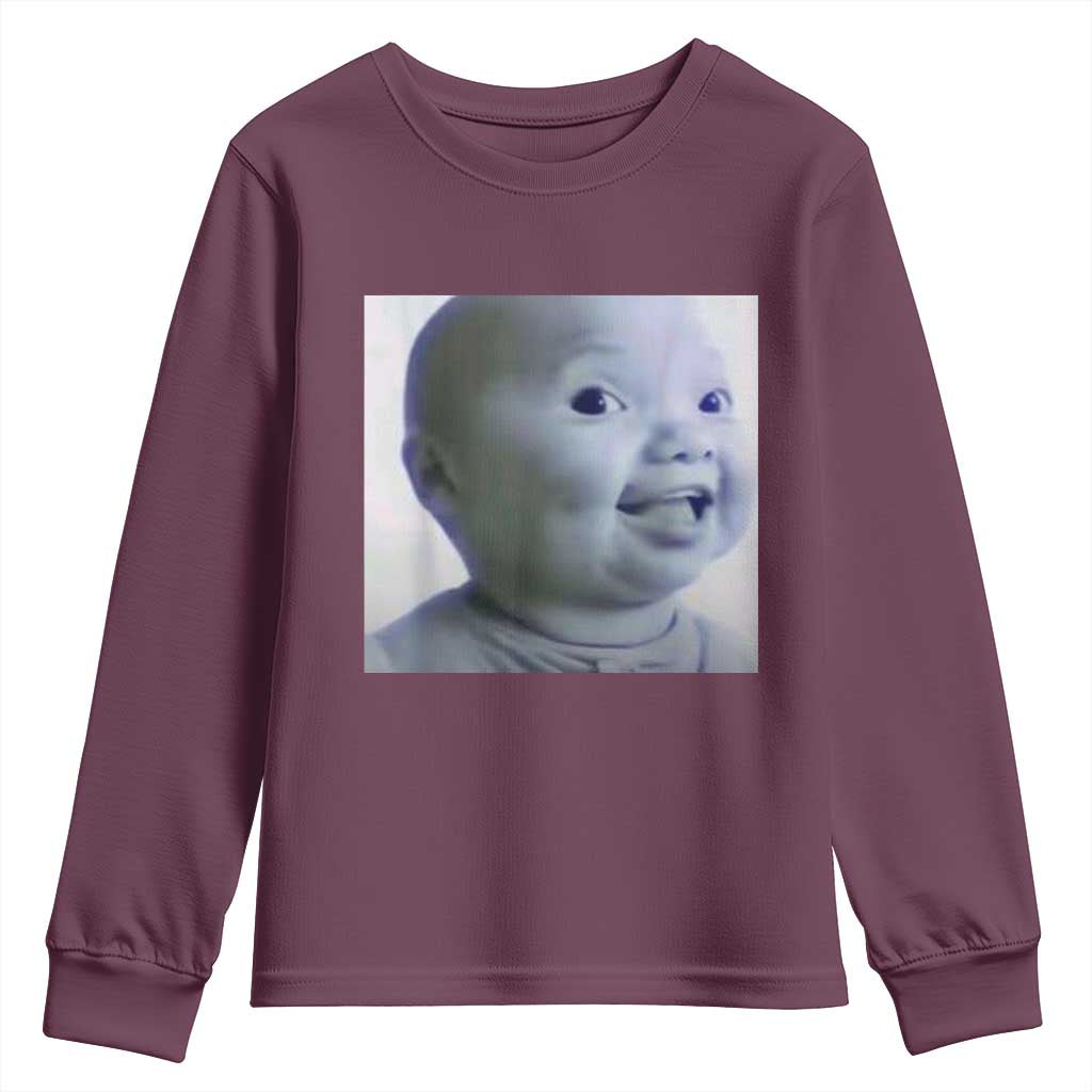 Funny Tuff Baby Side Eye Meme Youth Sweatshirt Viral AI Niche Baby Face Reaction - Wonder Print Shop