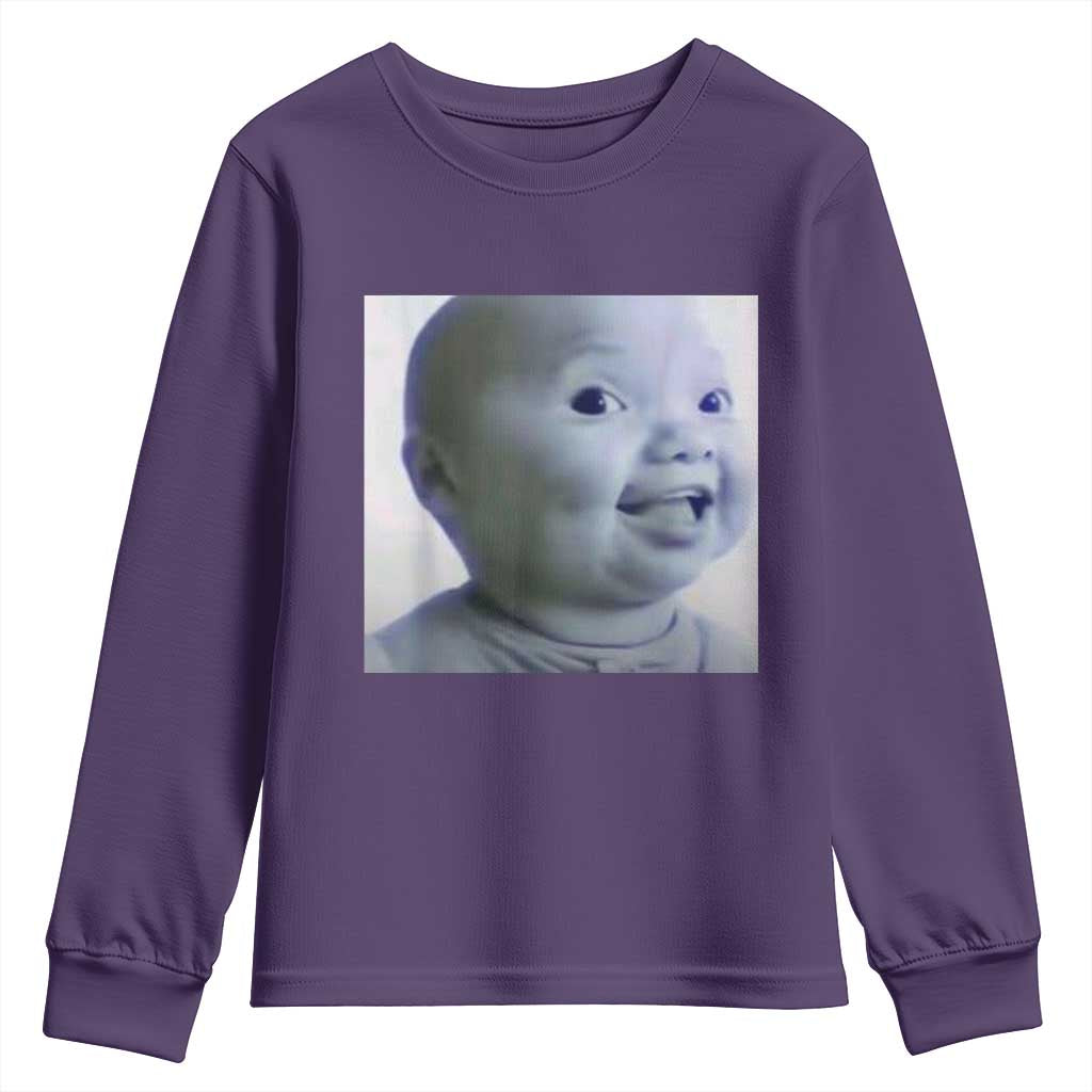 Funny Tuff Baby Side Eye Meme Youth Sweatshirt Viral AI Niche Baby Face Reaction - Wonder Print Shop