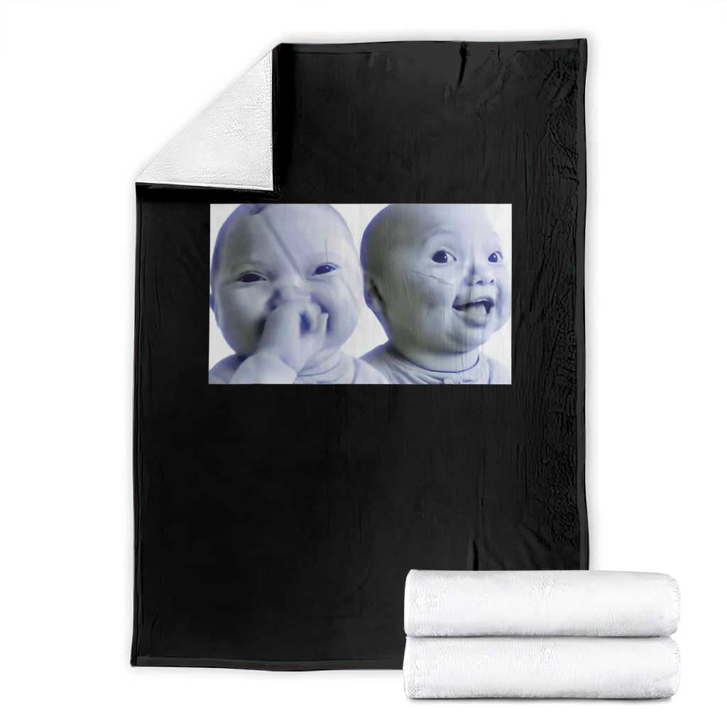 Funny Double Trouble Tuff Baby Meme Throw Blanket Viral AI Niche Baby Holding Laugh Duo Reaction - Wonder Print Shop