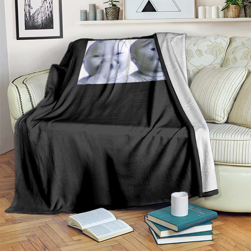 Funny Double Trouble Tuff Baby Meme Throw Blanket Viral AI Niche Baby Holding Laugh Duo Reaction - Wonder Print Shop