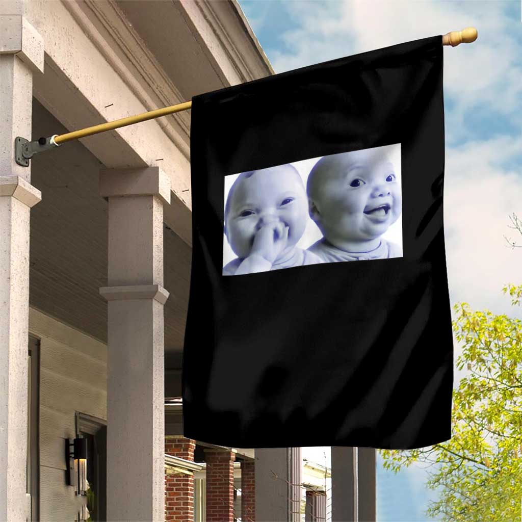 Funny Double Trouble Tuff Baby Meme Garden Flag Viral AI Niche Baby Holding Laugh Duo Reaction - Wonder Print Shop