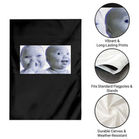 Funny Double Trouble Tuff Baby Meme Garden Flag Viral AI Niche Baby Holding Laugh Duo Reaction - Wonder Print Shop