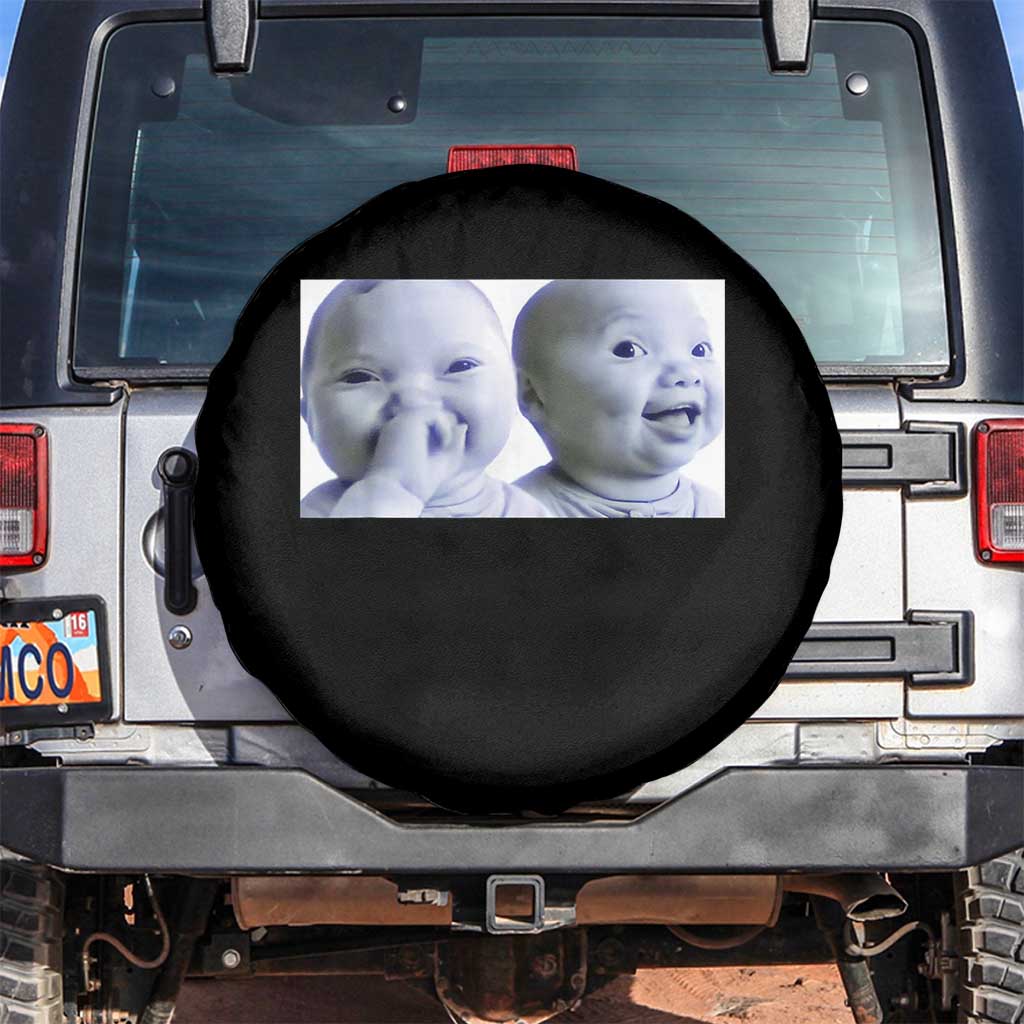 Funny Double Trouble Tuff Baby Meme Spare Tire Cover Viral AI Niche Baby Holding Laugh Duo Reaction - Wonder Print Shop