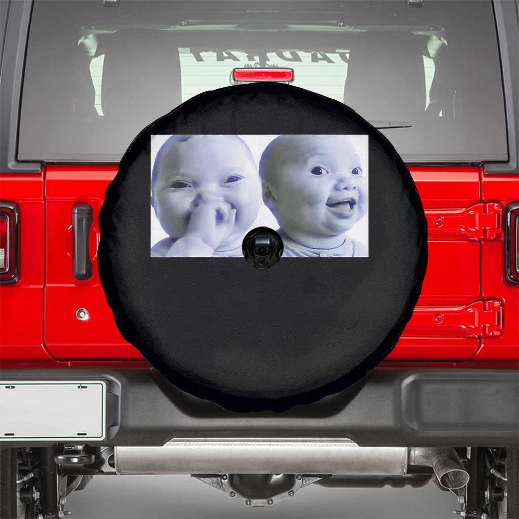 Funny Double Trouble Tuff Baby Meme Spare Tire Cover Viral AI Niche Baby Holding Laugh Duo Reaction - Wonder Print Shop