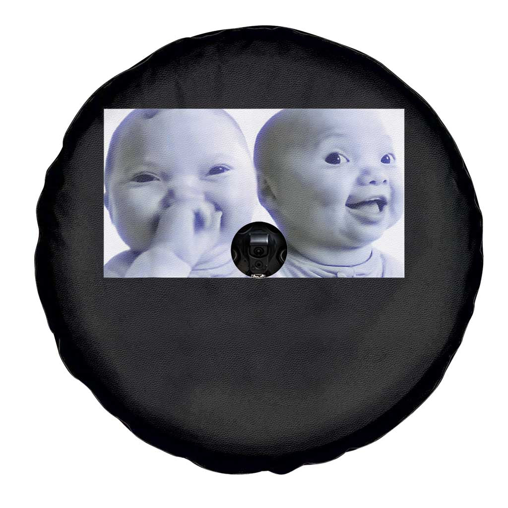 Funny Double Trouble Tuff Baby Meme Spare Tire Cover Viral AI Niche Baby Holding Laugh Duo Reaction - Wonder Print Shop