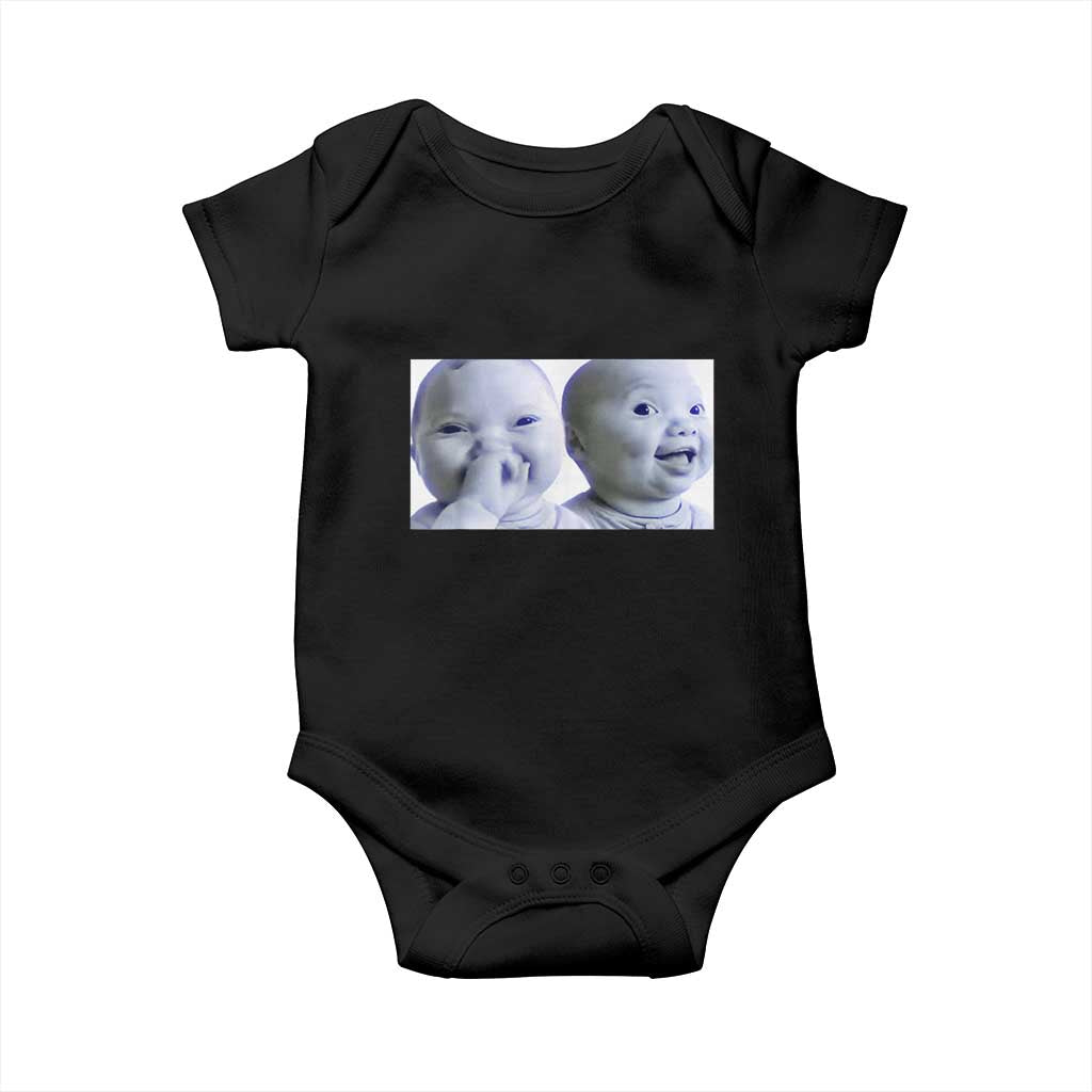 Funny Double Trouble Tuff Baby Meme Baby Onesie Viral AI Niche Baby Holding Laugh Duo Reaction - Wonder Print Shop