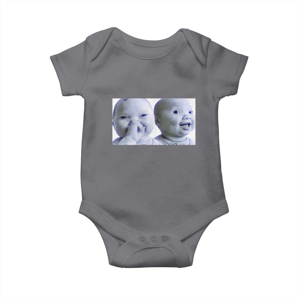 Funny Double Trouble Tuff Baby Meme Baby Onesie Viral AI Niche Baby Holding Laugh Duo Reaction - Wonder Print Shop