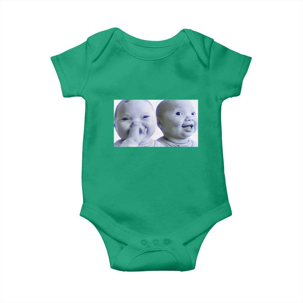 Funny Double Trouble Tuff Baby Meme Baby Onesie Viral AI Niche Baby Holding Laugh Duo Reaction - Wonder Print Shop