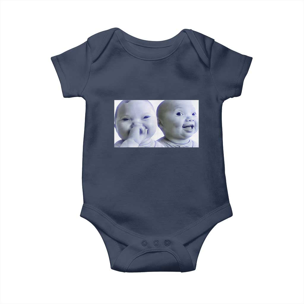 Funny Double Trouble Tuff Baby Meme Baby Onesie Viral AI Niche Baby Holding Laugh Duo Reaction - Wonder Print Shop