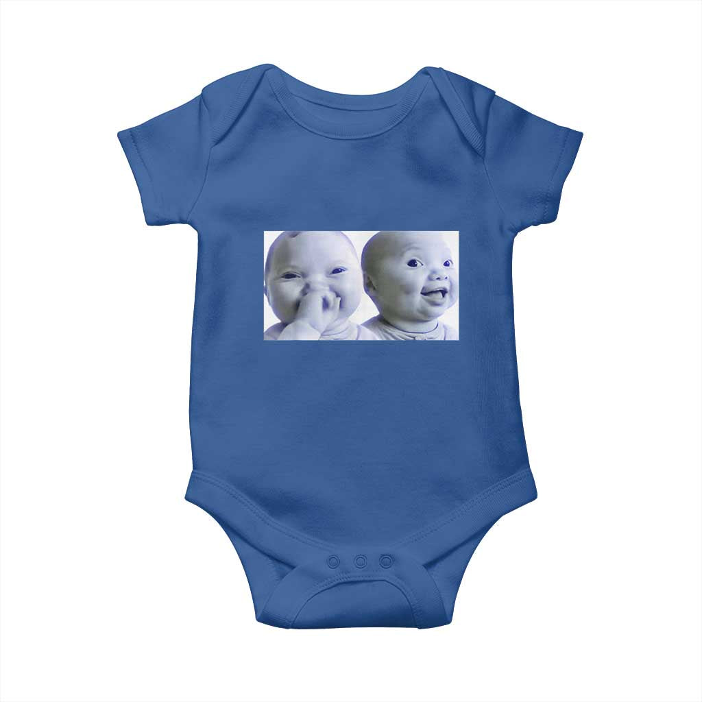 Funny Double Trouble Tuff Baby Meme Baby Onesie Viral AI Niche Baby Holding Laugh Duo Reaction - Wonder Print Shop