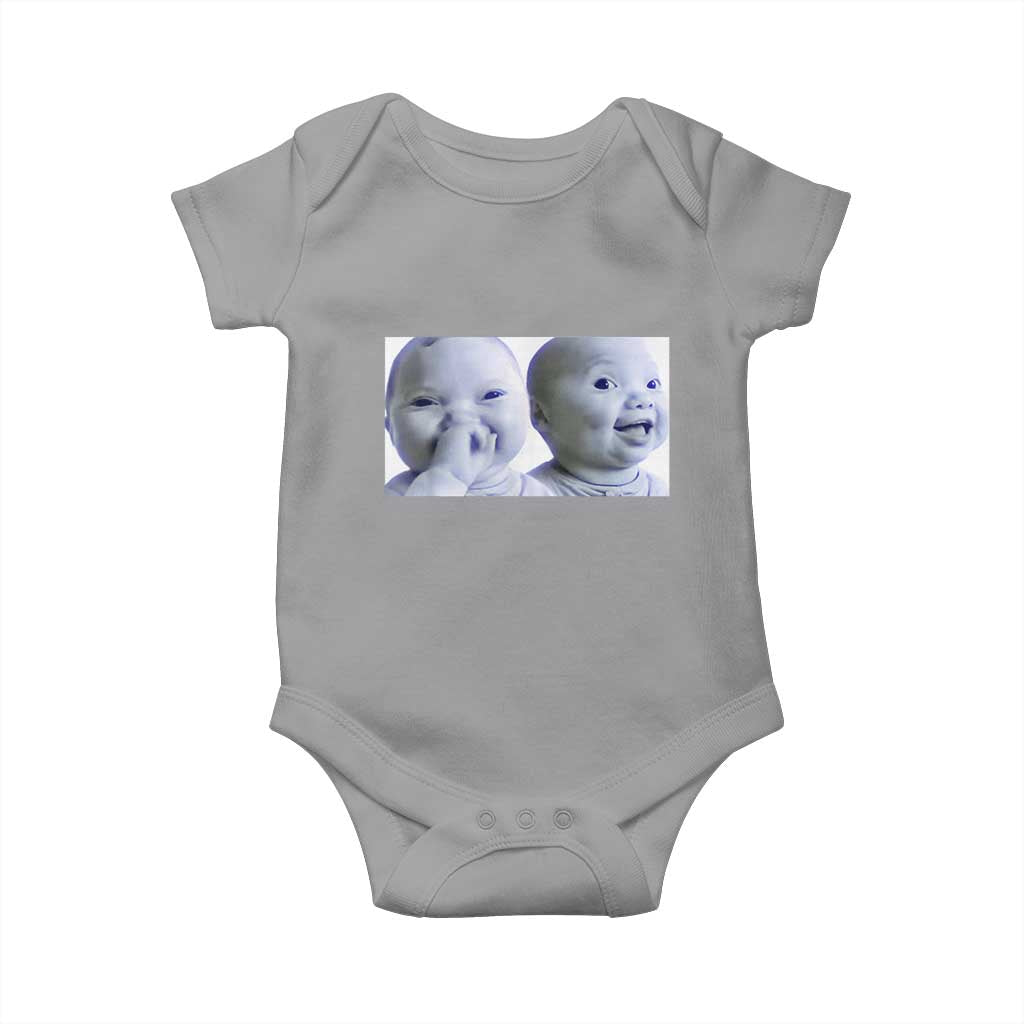 Funny Double Trouble Tuff Baby Meme Baby Onesie Viral AI Niche Baby Holding Laugh Duo Reaction - Wonder Print Shop