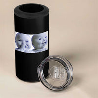 Funny Double Trouble Tuff Baby Meme 4 in 1 Can Cooler Tumbler Viral AI Niche Baby Holding Laugh Duo Reaction - Wonder Print Shop