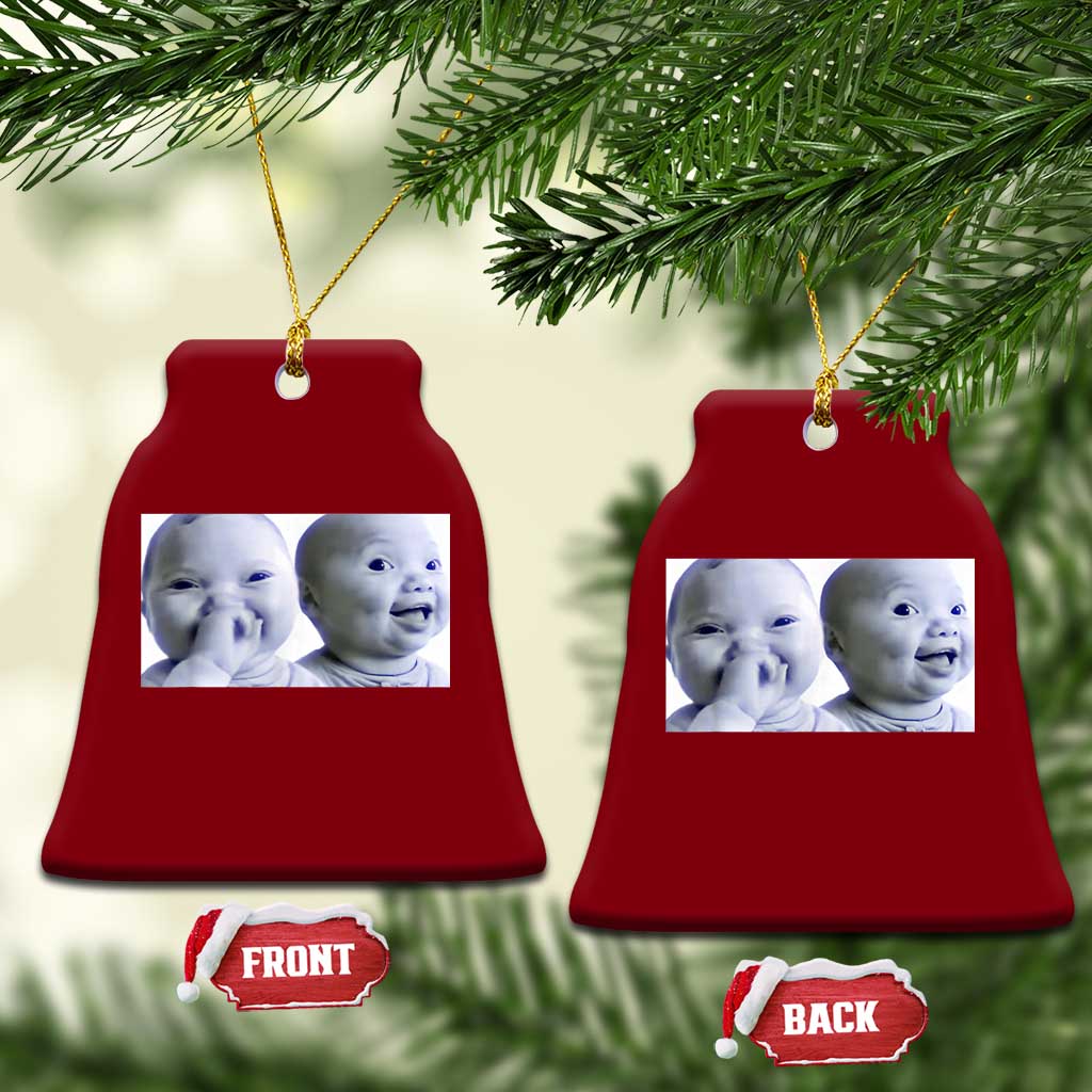 Funny Double Trouble Tuff Baby Meme Ceramic Ornament Viral AI Niche Baby Holding Laugh Duo Reaction - Wonder Print Shop