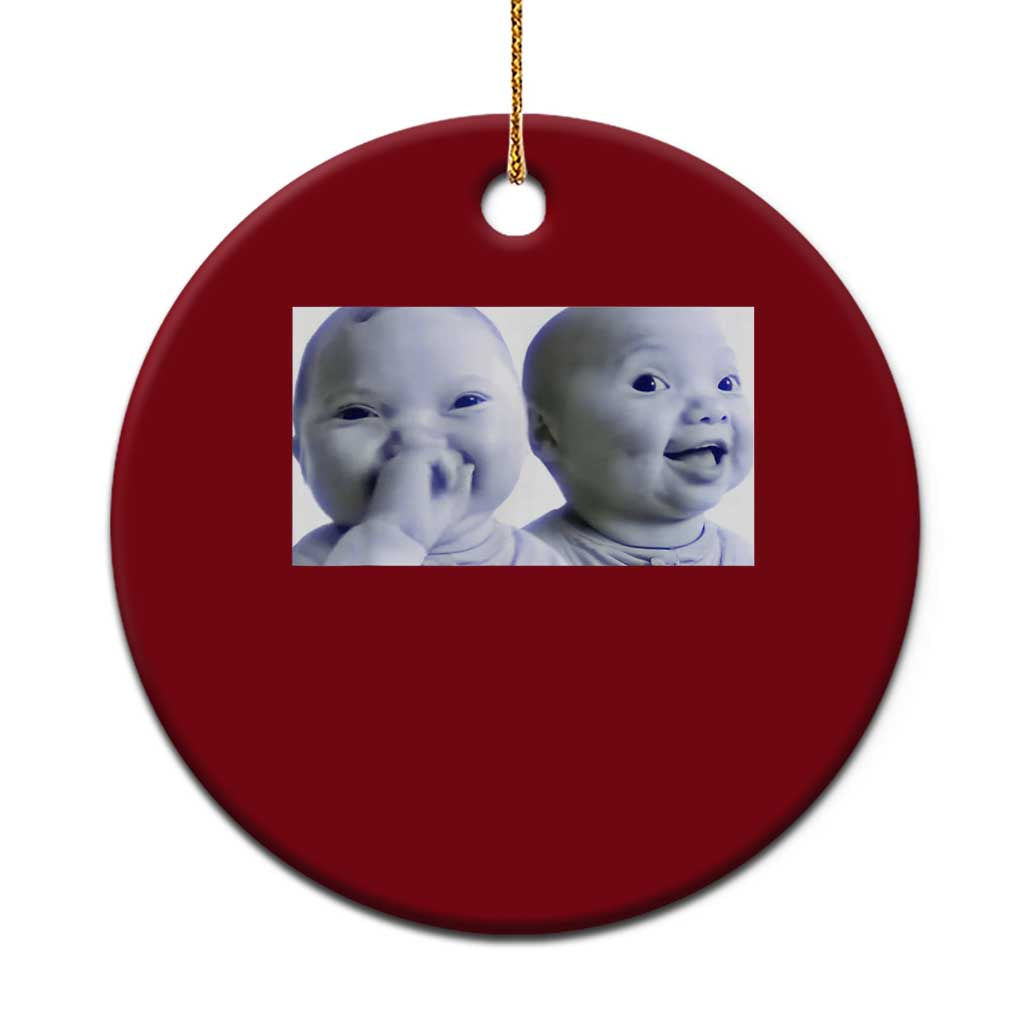 Funny Double Trouble Tuff Baby Meme Ceramic Ornament Viral AI Niche Baby Holding Laugh Duo Reaction - Wonder Print Shop