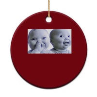 Funny Double Trouble Tuff Baby Meme Ceramic Ornament Viral AI Niche Baby Holding Laugh Duo Reaction - Wonder Print Shop