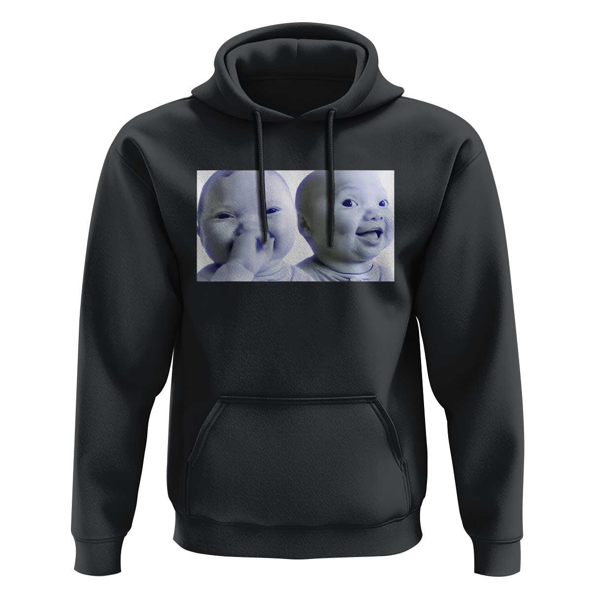 Funny Double Trouble Tuff Baby Meme Hoodie Viral AI Niche Baby Holding Laugh Duo Reaction - Wonder Print Shop