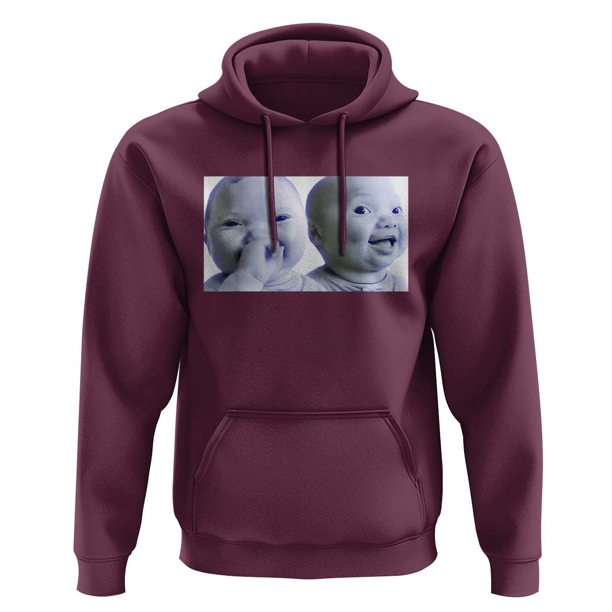 Funny Double Trouble Tuff Baby Meme Hoodie Viral AI Niche Baby Holding Laugh Duo Reaction - Wonder Print Shop