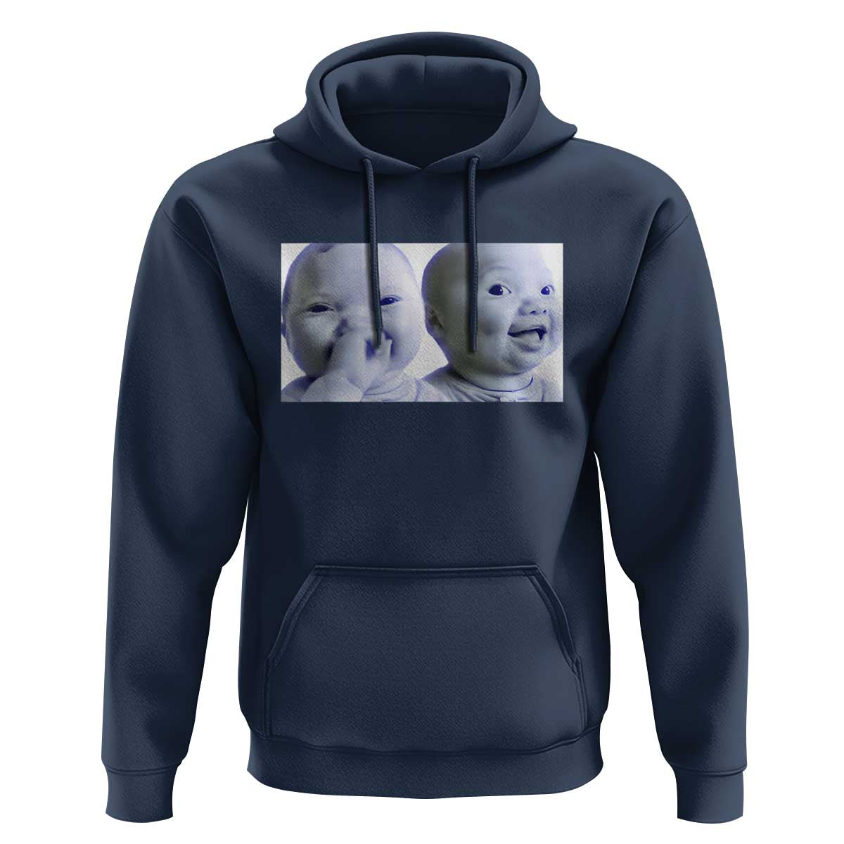 Funny Double Trouble Tuff Baby Meme Hoodie Viral AI Niche Baby Holding Laugh Duo Reaction - Wonder Print Shop