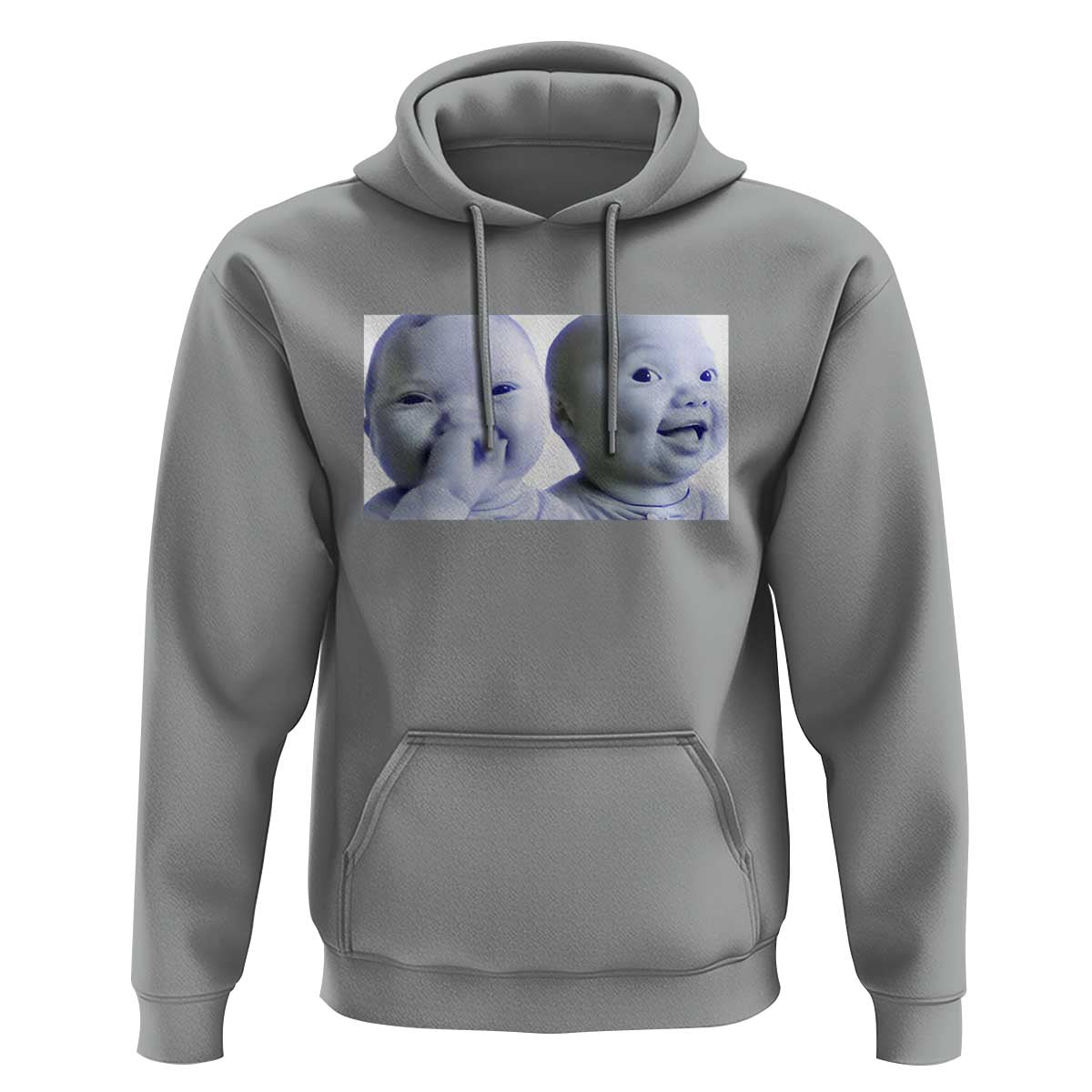 Funny Double Trouble Tuff Baby Meme Hoodie Viral AI Niche Baby Holding Laugh Duo Reaction - Wonder Print Shop