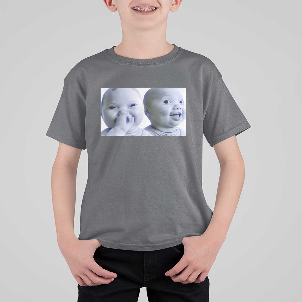 Funny Double Trouble Tuff Baby Meme T Shirt For Kid Viral AI Niche Baby Holding Laugh Duo Reaction - Wonder Print Shop