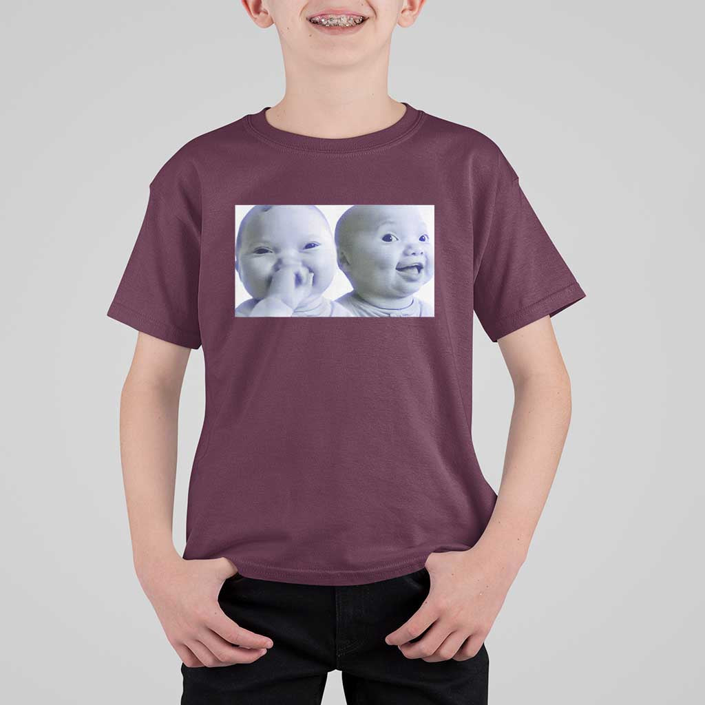 Funny Double Trouble Tuff Baby Meme T Shirt For Kid Viral AI Niche Baby Holding Laugh Duo Reaction - Wonder Print Shop